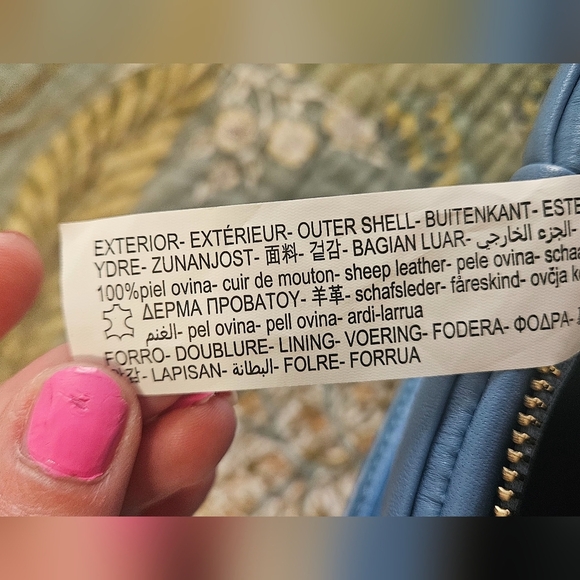 ZARA 100% Sheep Leather Quilted Crossbody Purse In Blue. NWT - Picture 10 of 16